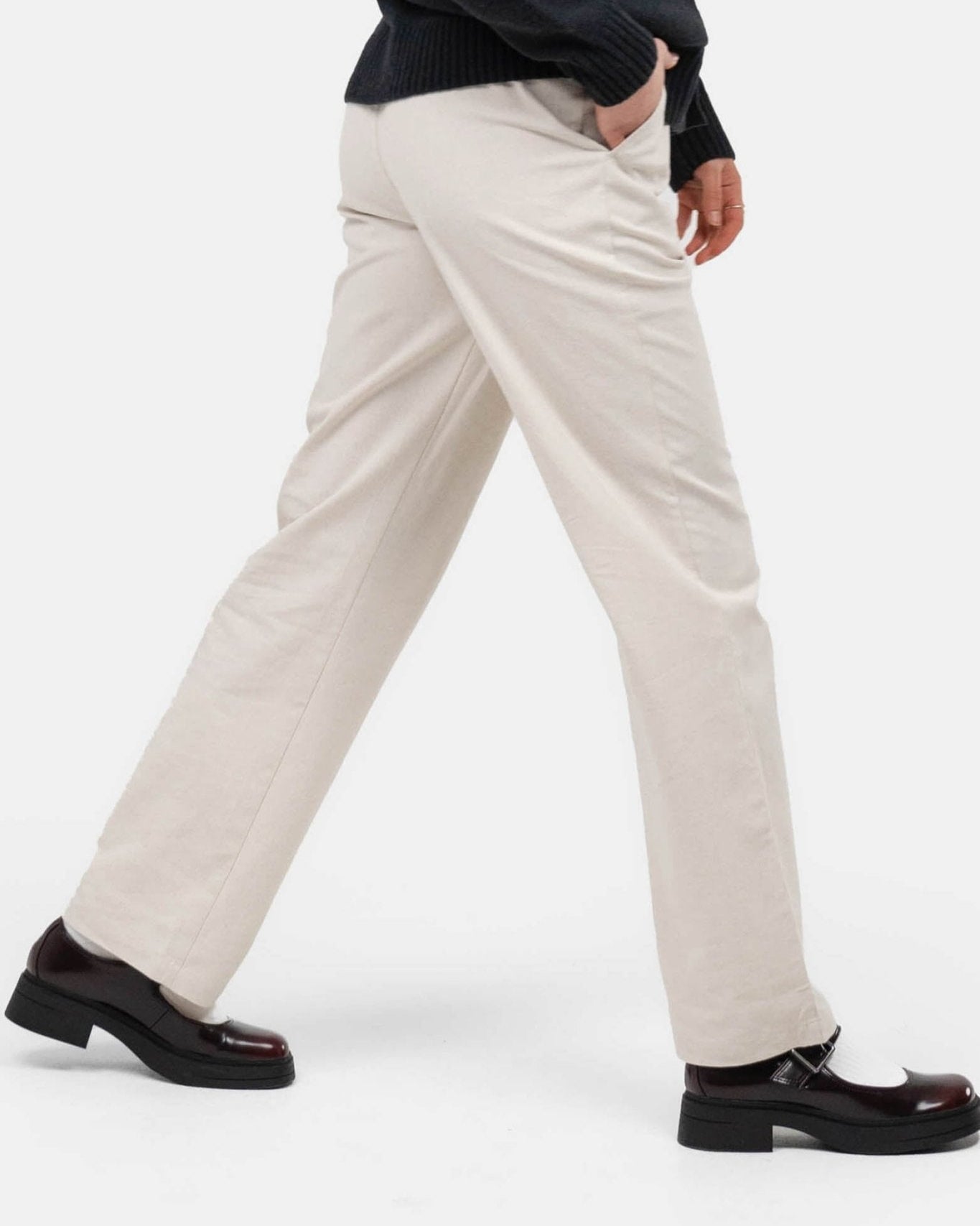 Heavyweight Hørbukser Højtaljede Beige | Skagen - clothing.dk